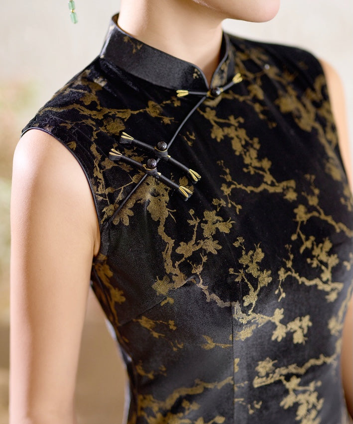 Dragon-Year Golden Petals Cheongsam