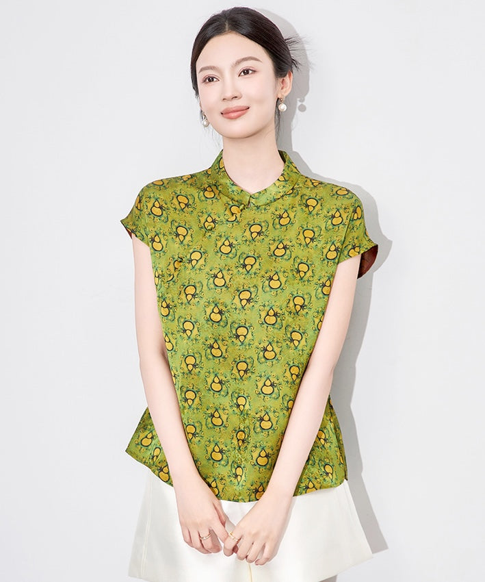 Yellow Gourd Green Tone Cheongsam Top