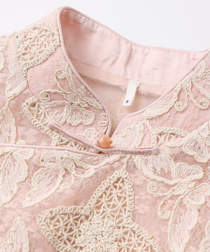 Serenelle Blush Lace Cheongsam Set