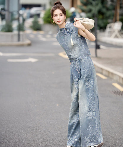 Aerin Denim Cheongsam Set