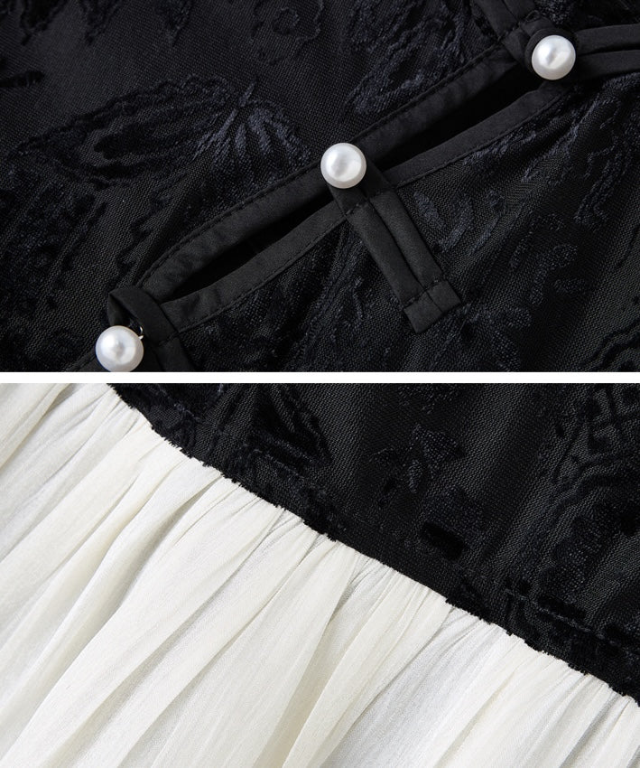 Noir Belle Cheongsam Top & Strap Dress Set