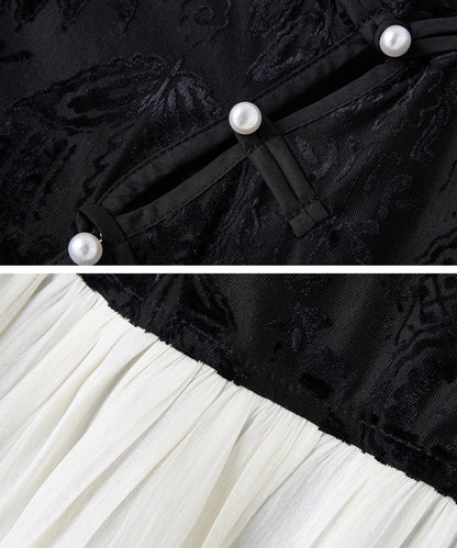 Noir Belle Cheongsam Top & Strap Dress Set