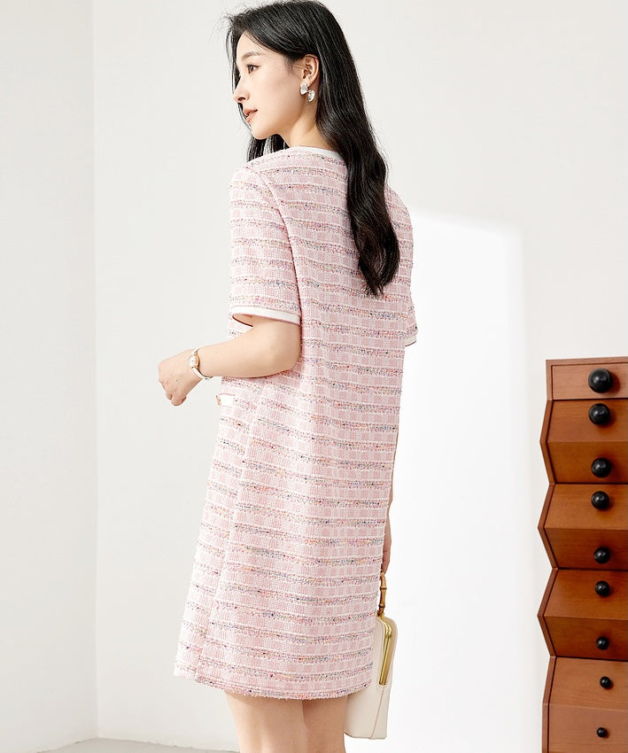 Clara Pink Tweed Shift Dress
