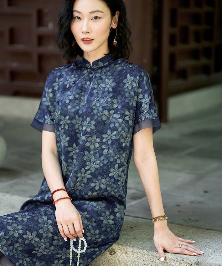 Moonlit Cheongsam Silk Dress