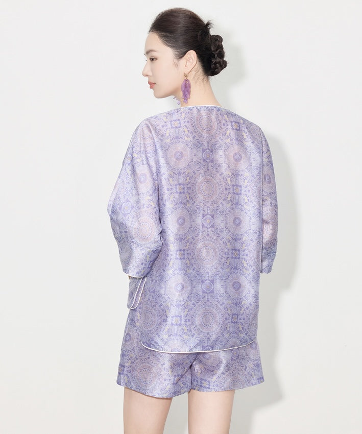 Zhi May Oriental Top + Shorts Set