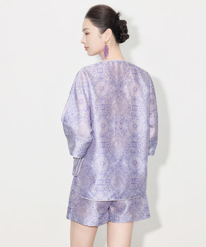 Zhi May Oriental Top + Shorts Set