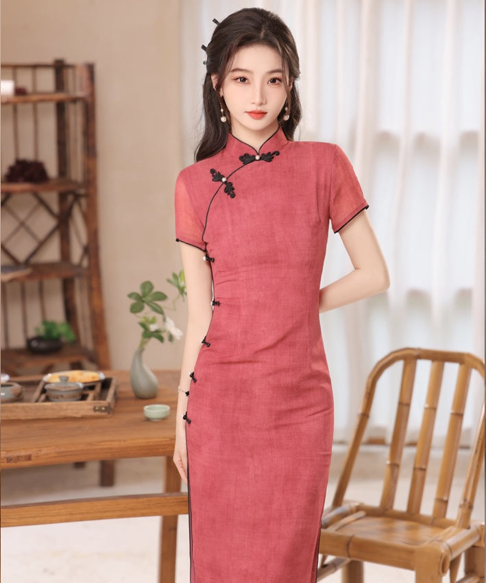 Sugar Plum Capsleeves Maxi Cheongsam