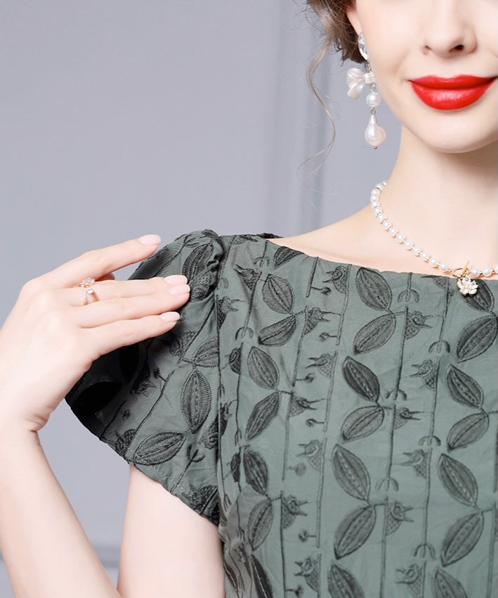 Sylvie Leaf Jacquard Midi Dress