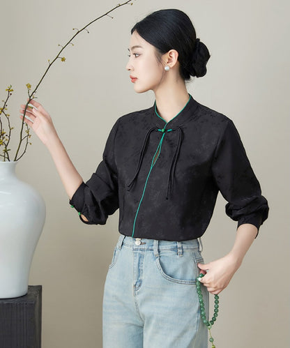 Bamboo Leaf Jacquard Cheongsam Shirt