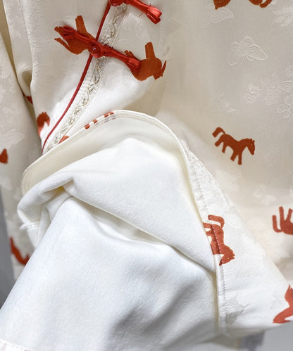Ivory Fortune Horse Cheongsam Top