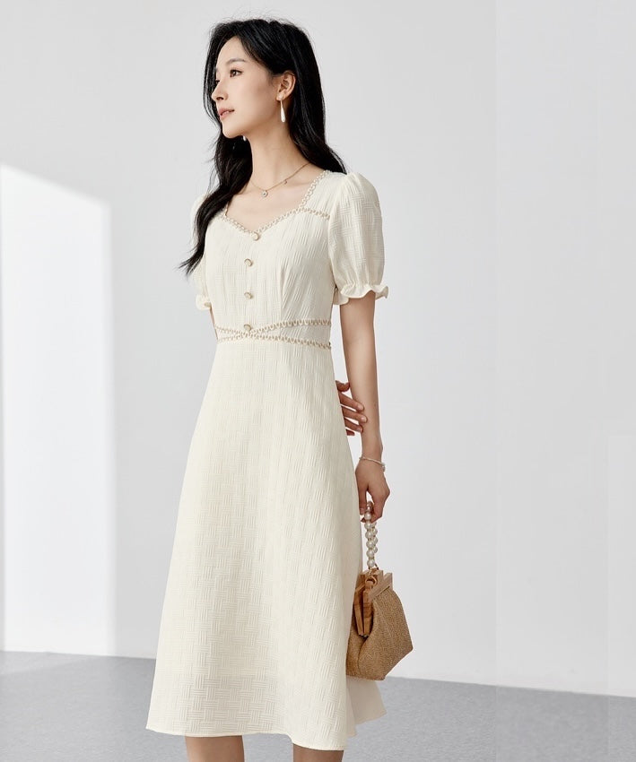 Vanilla Textured Midi Dress