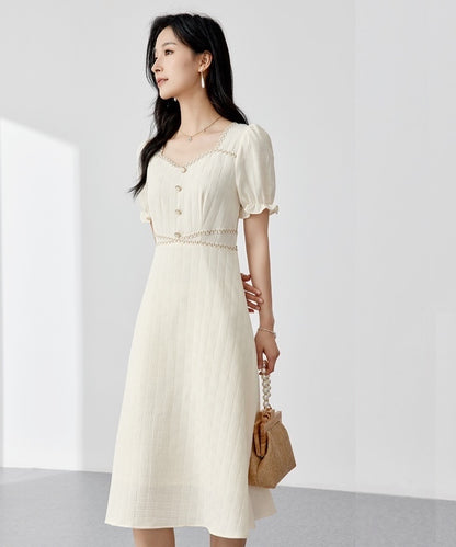 Vanilla Textured Midi Dress