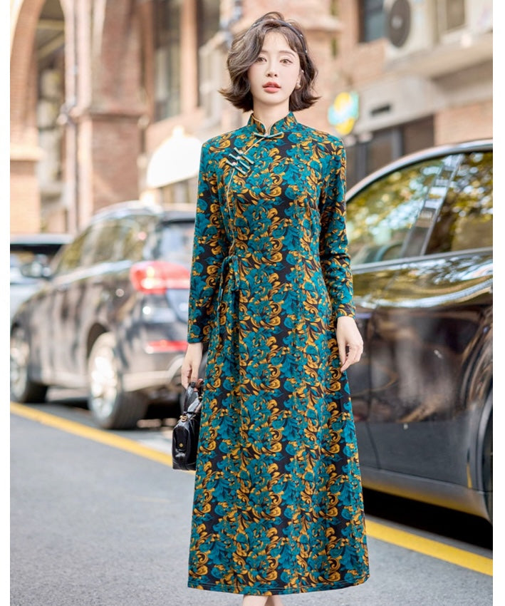 Emerald Baroque Cheongsam Dress