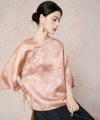 Peach Lustre Silk Cheongsam Top