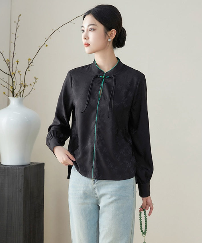 Bamboo Leaf Jacquard Cheongsam Shirt