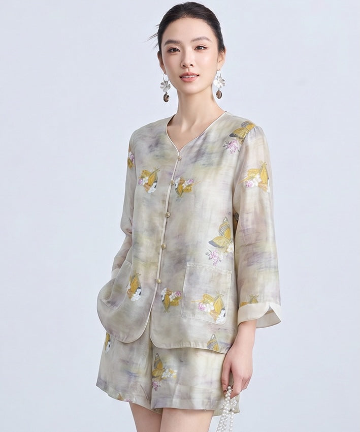 Brielle Cheongsam Top and Shorts Set