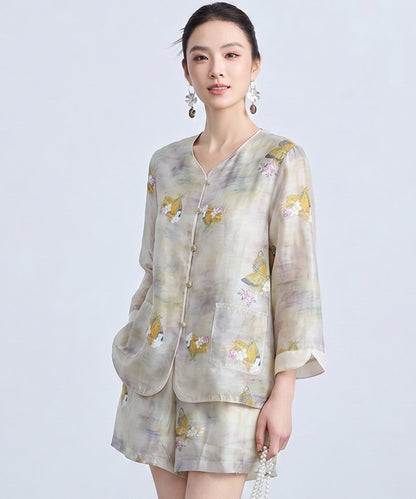 Brielle Cheongsam Top and Shorts Set