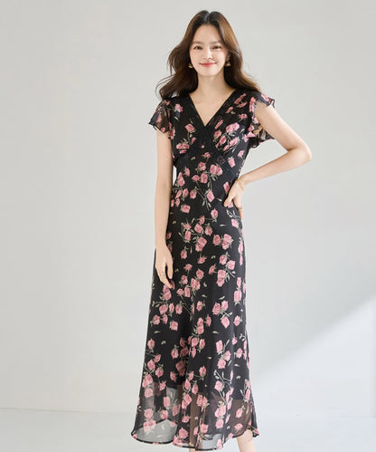 Midnight Rose Chiffon Dress