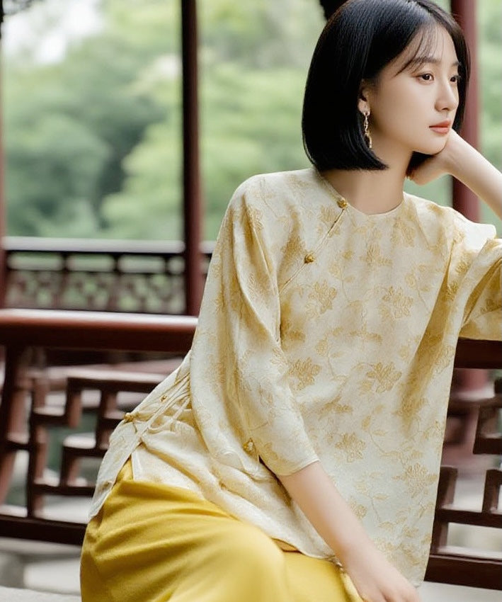 Fu Jacquard Silk Cheongsam Top