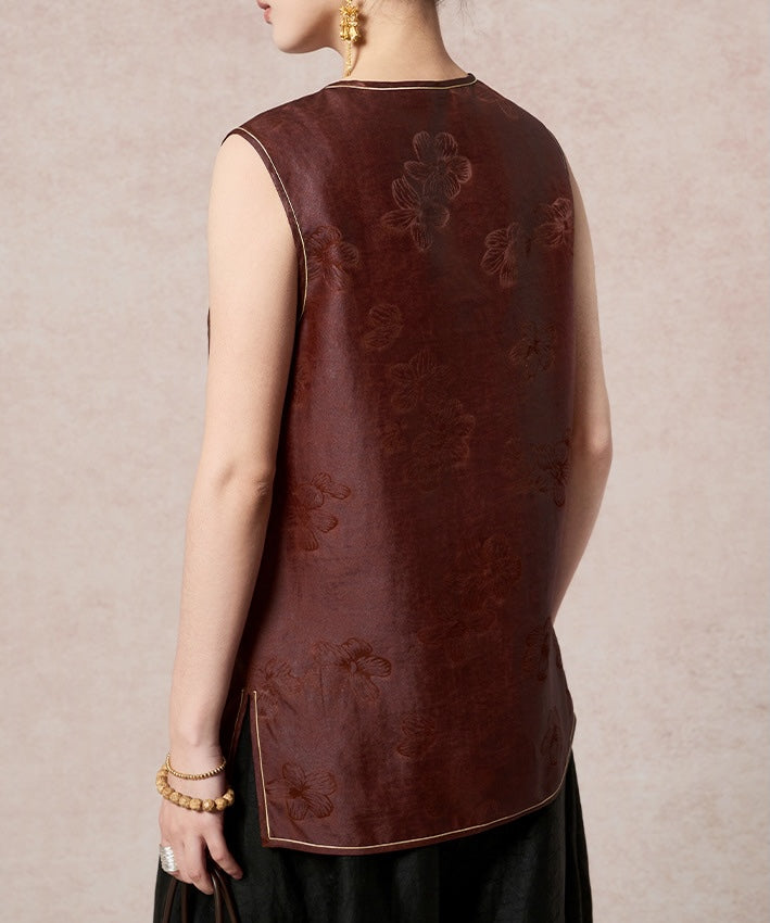 Chestnut Whisper Cheongsam Top