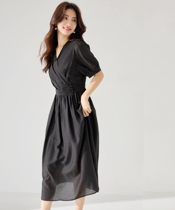 Rachelle Pleat and Oriental Button Dress
