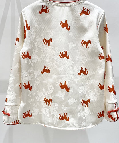 Ivory Fortune Horse Cheongsam Top