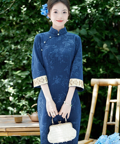 Orchid Bloom Blue Cheongsam