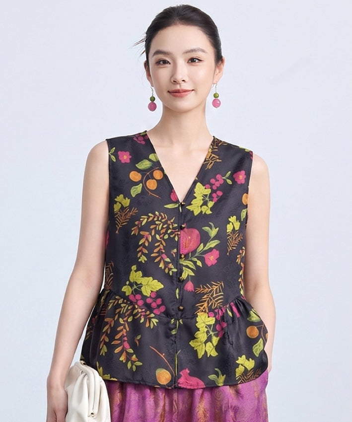 Midnight Orchard Modern Oriental Top