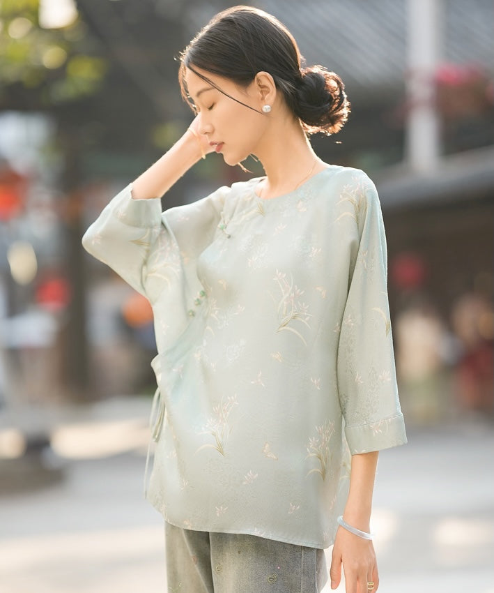 Willow Mist Cheongsam Silk Top