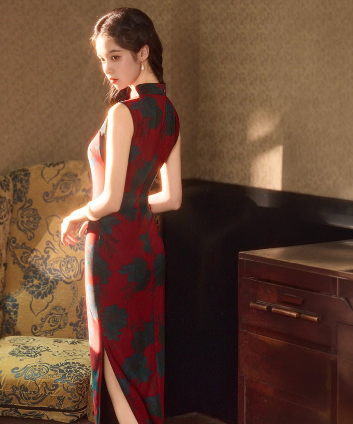 Olivgrüne Cheongsam mit Neckholder