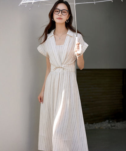 Elena Striped Wrap Midi Dress