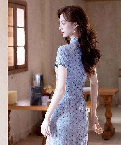 The Sweet Blue Polka Cheongsam