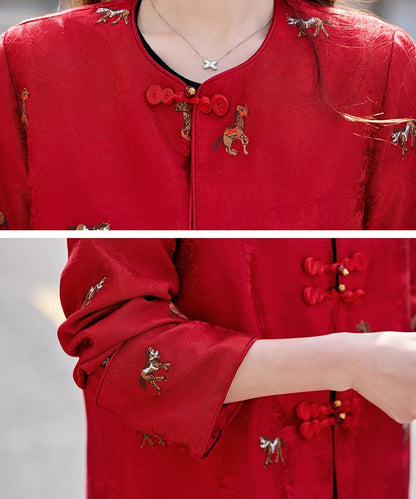 Cheongsam-Jacke aus Jacquard mit vergoldetem Landschaftsmotiv
