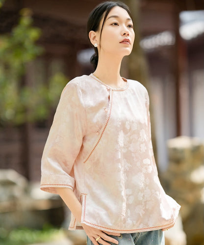 Peach Silk Cheongsam Top