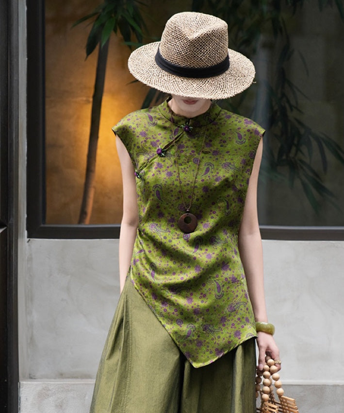 Jade Amethyst Silk Oriental Top