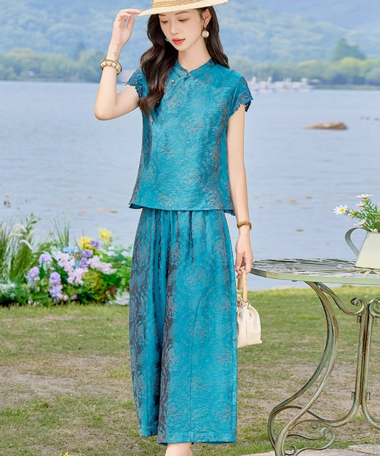 Cyrene Azure Cheongsam Set