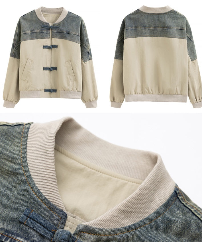 Denim Contrast Cheongsam Jacket