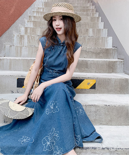 Mila Denim Cheongsam Dress