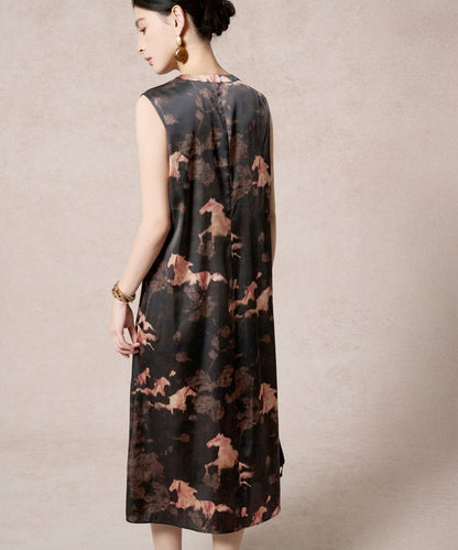 Robe Cheongsam en mélange de soie Ink Mirage