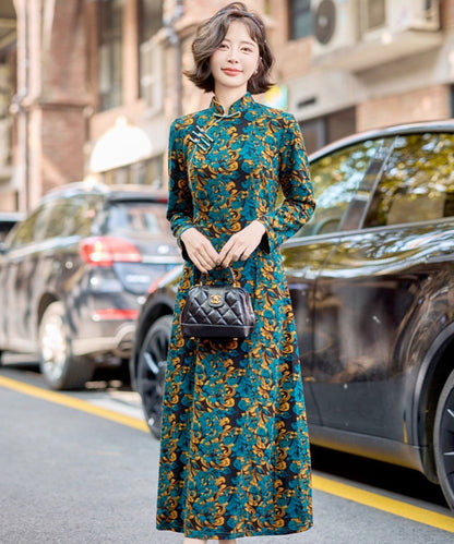 Emerald Baroque Cheongsam Dress