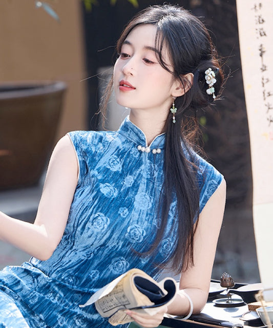 Belle Blue Rose Cheongsam