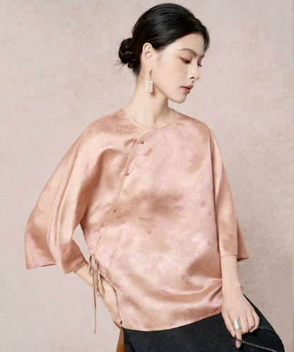 Peach Lustre Silk Cheongsam Top
