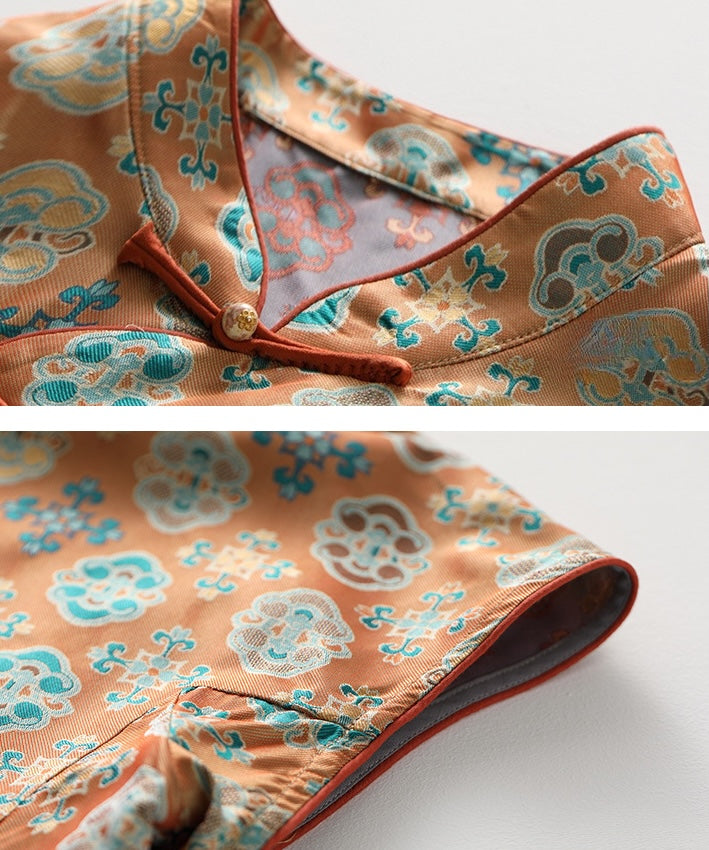 Mandarin Bloom Silk Oriental Top