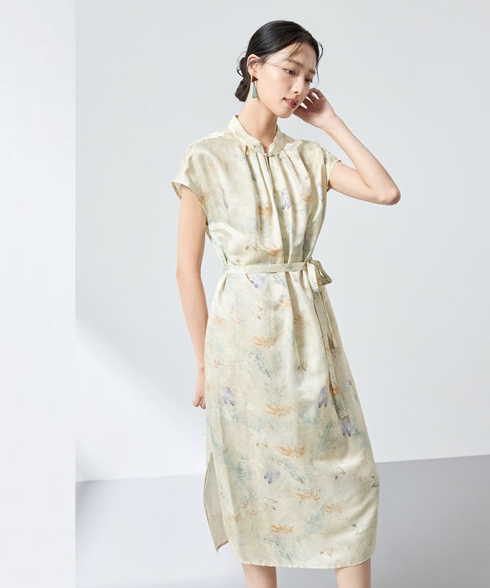 Robe Cheongsam en mélange de soie Lady Willow