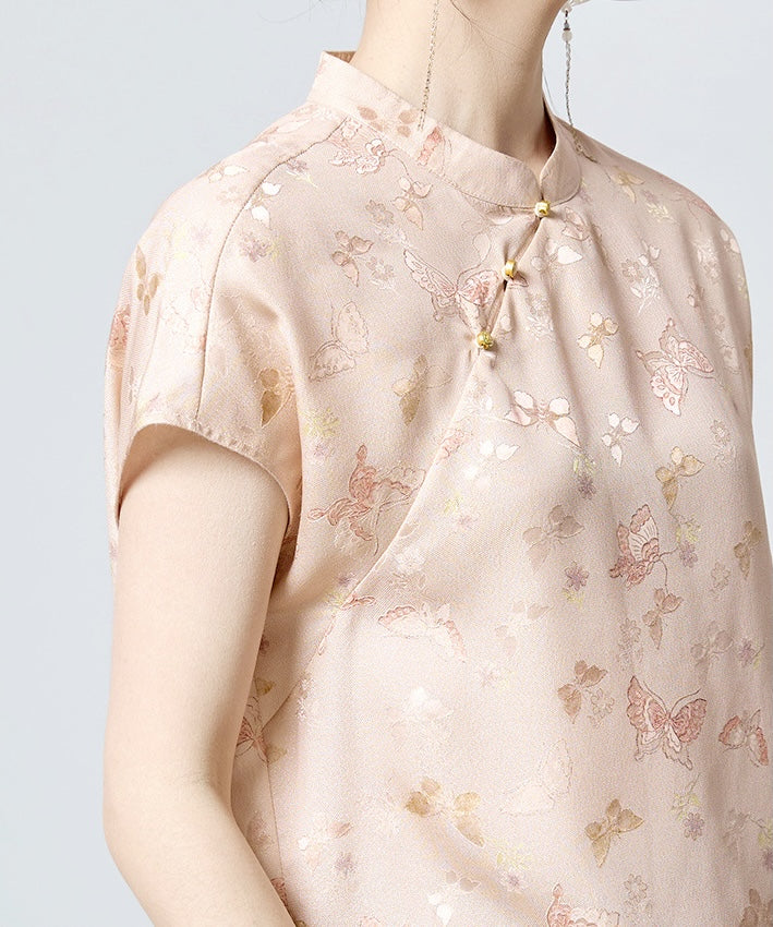 Butterfly Veil Silk Cheongsam Top