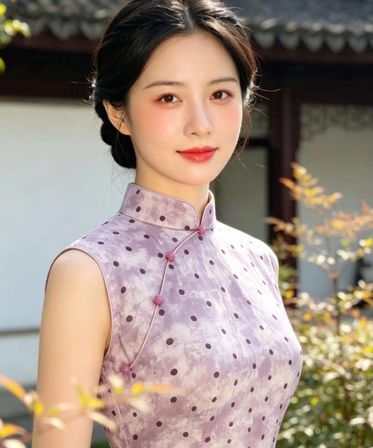 Lavender Polka Cheongsam
