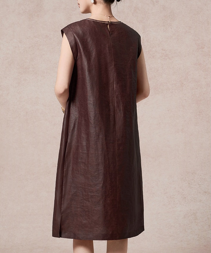 Mahogany Whisper Silk Dress