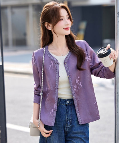 Cheongsam-Jacke aus Jacquard mit vergoldetem Landschaftsmotiv