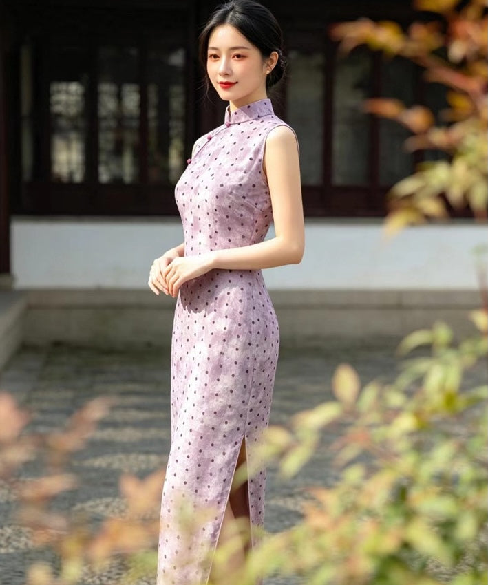 Lavender Polka Cheongsam