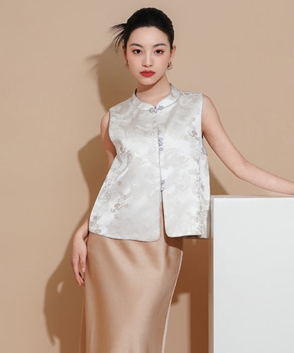 Ivory Cloud Jacquard Cheongsam Vest